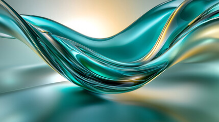 Poster - Abstract Teal and Gold Liquid Wave Abstract Background Design