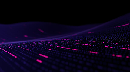 Poster - Data Stream Wave: A vibrant, abstract visualization of data streams undulating in wave-like patterns, with dynamic, glowing pixels that represent the digital flow of information.