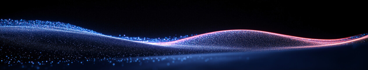 Poster - Sound Wave Visualization: Abstract visualization of sound waves in blue and purple hues, illustrating the dynamic and complex nature of audio. 