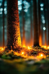 Poster - A forest with glowing tree trunks symbolizing natural energy reserves