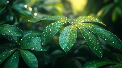 Fresh rain tropical leaf texture high resolution hd image