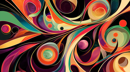 Poster - Abstract Colorful Swirls and Circles Digital Art