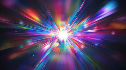 Poster - Vibrant Rainbow Light Burst Explosion Abstract Background