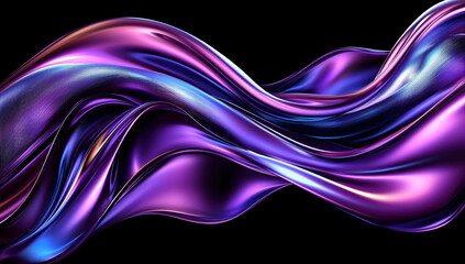 Poster - Abstract Purple and Blue Liquid Metal Swirls in Dark Background,  Fluid Dynamic Art,  Shiny Iridescent Texture, 3D Render,  Elegant Wave Design,  Digital Illustration,  Modern Abstract Background