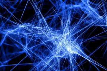 Wall Mural - a dark background is filled with glowing lines and abstract particles