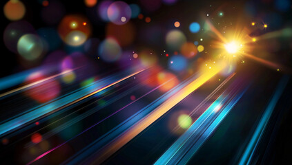Poster - Abstract Colorful Light Streaks and Bokeh Background Image