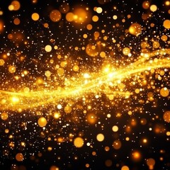 Wall Mural - a flowing, abstract fabric in gold and silver, adorned with sparkles