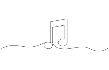 Poster - Continuous music line art note vector sketch illustration, Music note continuous one line drawing. Musical note in simple linear style.Music line art, Musical Note Continuous Line Icon.