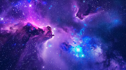 Wall Mural - night starry sky and bright purple-blue galaxy, vertical background.