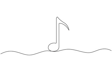 Poster - Continuous music line art note vector sketch illustration, Music note continuous one line drawing. Musical note in simple linear style.Music line art, Musical Note Continuous Line Icon.