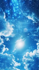 Poster - Digital Waves in a Deep Blue Sky An Abstract Futuristic Background Representing Modern Concepts and Ideas