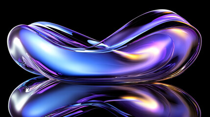 Poster - Abstract 3D Render of a Glossy Purple and Blue Liquid Form with Reflections