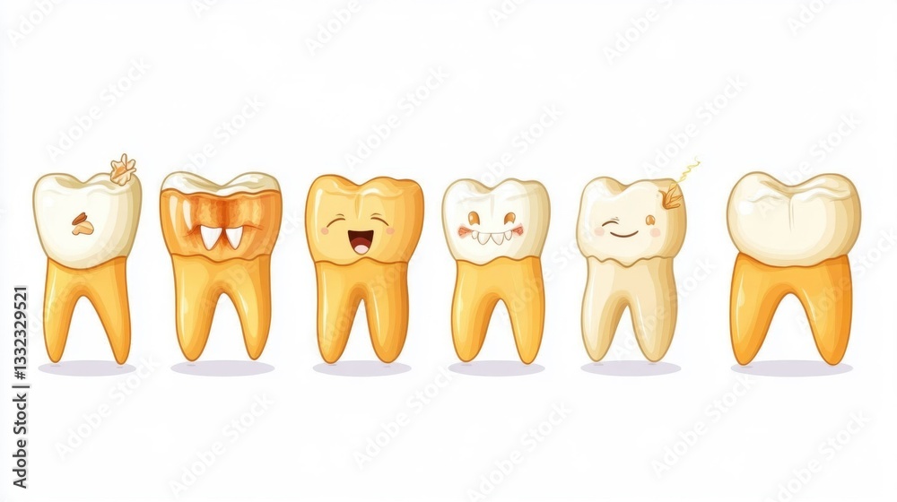 Stages of Baby Teeth Eruption Compared to Permanent Dentition Stock ...