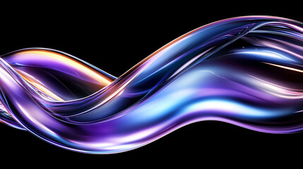 Poster - Abstract Purple Blue and Orange Liquid Wave Flowing in Dark Background Digital Art