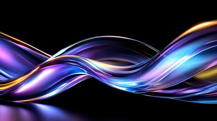 Poster - Abstract Colorful Liquid Waves Flowing Dynamically in Dark Background