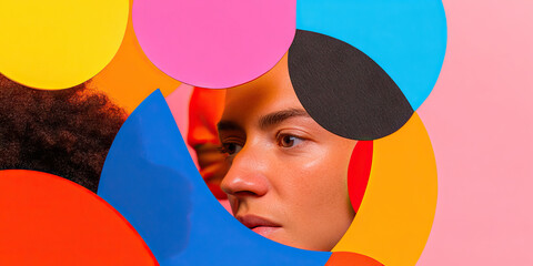 Poster - Abstract Portrait with Overlapping Colored Circles
