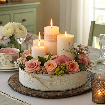 diy themed candle centerpiece with candles of multi