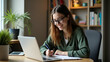 © HaJung - Empowering Young Female Students: Engaging in E-Learning and Remote Work from Home with Laptops for Online Training and Digital Education - Stock Photo Concept