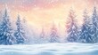 © Sona - Christmas and New Year greeting background with snowy winter landscape and trees.