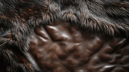 leather background with fur accent