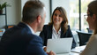 © HaJung - Busy Professional Businesswoman: Bank Manager and Lawyer Consulting Clients on Financial Management in Corporate Office Meeting - Stock Photo with Space for Text