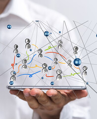 Poster - Global network. Blockchain. 3D illustration. Neural networks and artificial intelligence. Abstract