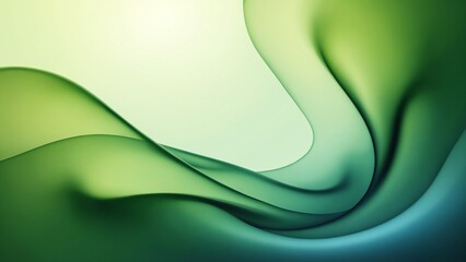 Poster - Abstract fluid shapes in smooth gradients of green and blue hues creating a calming and serene background ideal for digital projects and design usage