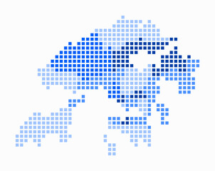 Poster - Hong Kong dotted map. Digital style map of the country on white background. Hong Kong shape with square dots. Colored dots style. Large size squares. Trending vector illustration.