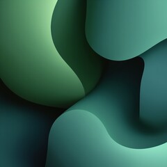 Poster - Abstract fluid shapes in smooth gradients of green and blue hues creating a calming and serene background ideal for digital projects and design usage
