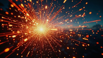 Fototapete - Abstract burst of light and particles showcasing dynamic movement