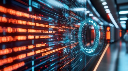 Fototapete - A visually stunning digital tunnel filled with glowing particles and lights creating a futuristic sci fi inspired space