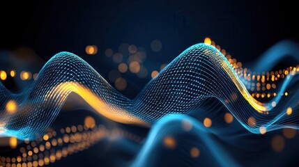 Poster - Vibrant glowing digital tunnel with dynamic luminescent particles flowing through a futuristic abstract space