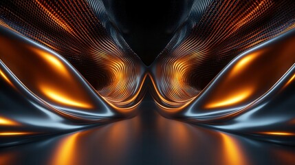 Fototapete - A surreal digitally rendered tunnel with intricate geometric patterns glowing beams and pulsing particles creating a sense of movement and energy within a futuristic sci fi inspired environment