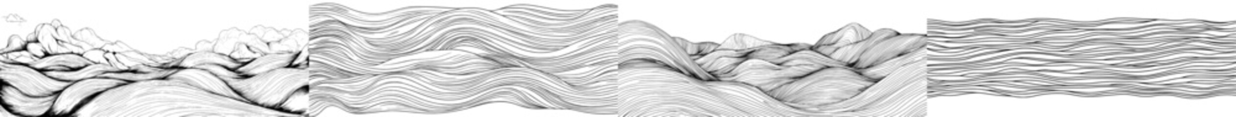 Poster - A set of modern elements featuring hand drawn lines, including marker line dividers and handmade pencil strokes with brush and drawing dividers
