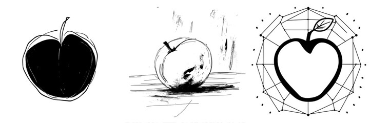A solitary, hand-drawn plum is depicted in isolation on a white background, presented as a simple doodle in outline form