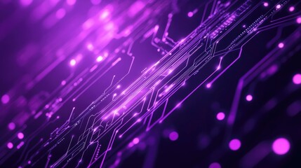 Poster - A dynamic abstract background with futuristic purple circuits and glowing lines, representing modern technology and innovation