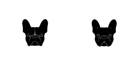 Poster - A stunning vintage French Bulldog engraving illustration, emblem, icon, or logo, featuring black lines in a cut-out style. PNG format