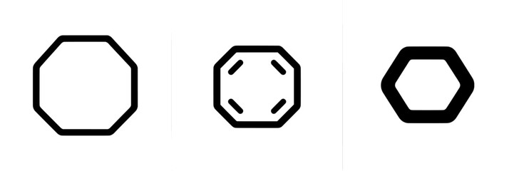 rounded octagon icon with outlined edges