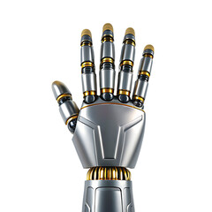 Poster - Metallic robotic hand, futuristic technology.
