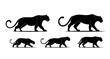 © Andrei - A modern art set includes a black color illustration of a leopard silhouette icon and logo