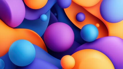 Poster - A mesmerizing abstract composition featuring a dynamic arrangement of vibrant glossy 3D spheres that appear to be a flowing liquid substance creating a surreal and captivating visual experience
