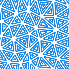 Poster - Abstract background with geometric mosaic shapes. Multiple repeated inner triangles. Large triangles size. Solid Color style. Seamless pattern. Creative vector tiles. Modern vector illustration.