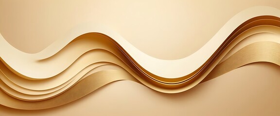 Poster - Abstract background with elegant white waves and subtle gold lines. Perfect for presentations, websites,horizontal, no people, photography, beige, color image, empty, backgrounds,3