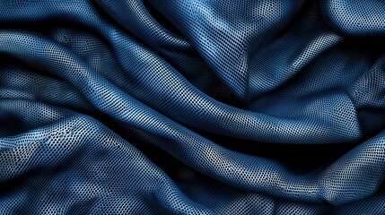 Poster - Intricate and dynamic abstract dark blue grid network structure with a futuristic technological aesthetic