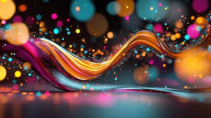 Poster - Vibrant undulating waves of data flow and energy pulsate across a global digital landscape creating a captivating and immersive visualization of the interconnected world