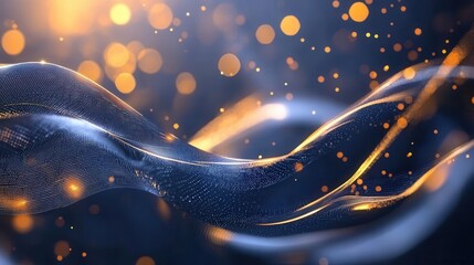 Poster - a visually captivating digital abstract filled with undulating luminous neon waves that create a mes