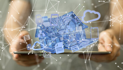 Poster - house. data Big data visualization background.Abstract technology