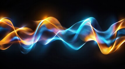 Poster - captivating digital abstract with flowing luminous waves and swirls representing a visualization of 