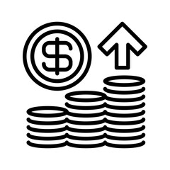 Poster - Stack of Coins with Arrow Up line icon. Universal creative premium symbol. Vector sign icon logo template. Vector illustration