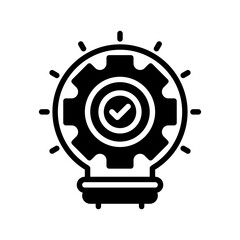 Poster - Light Bulb with Gear line icon. Universal creative premium symbol. Vector sign icon logo template. Vector illustration